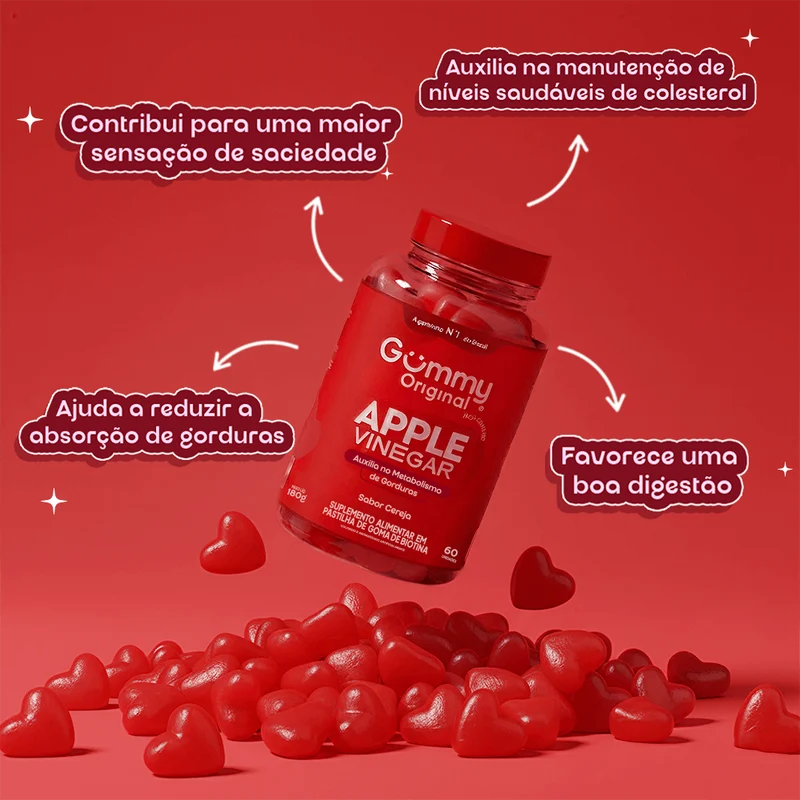 Benefícios do Gummy Vinagre de Maçã: digestão, saciedade e metabolismo de gorduras