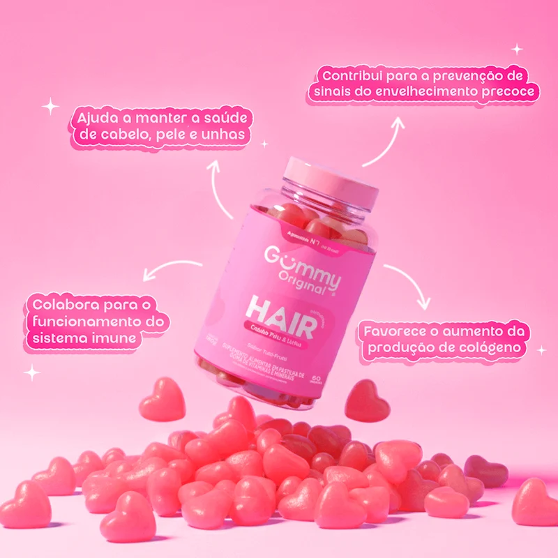 Benefícios do Gummy Hair: cabelo, pele e unhas, colágeno e sistema imune